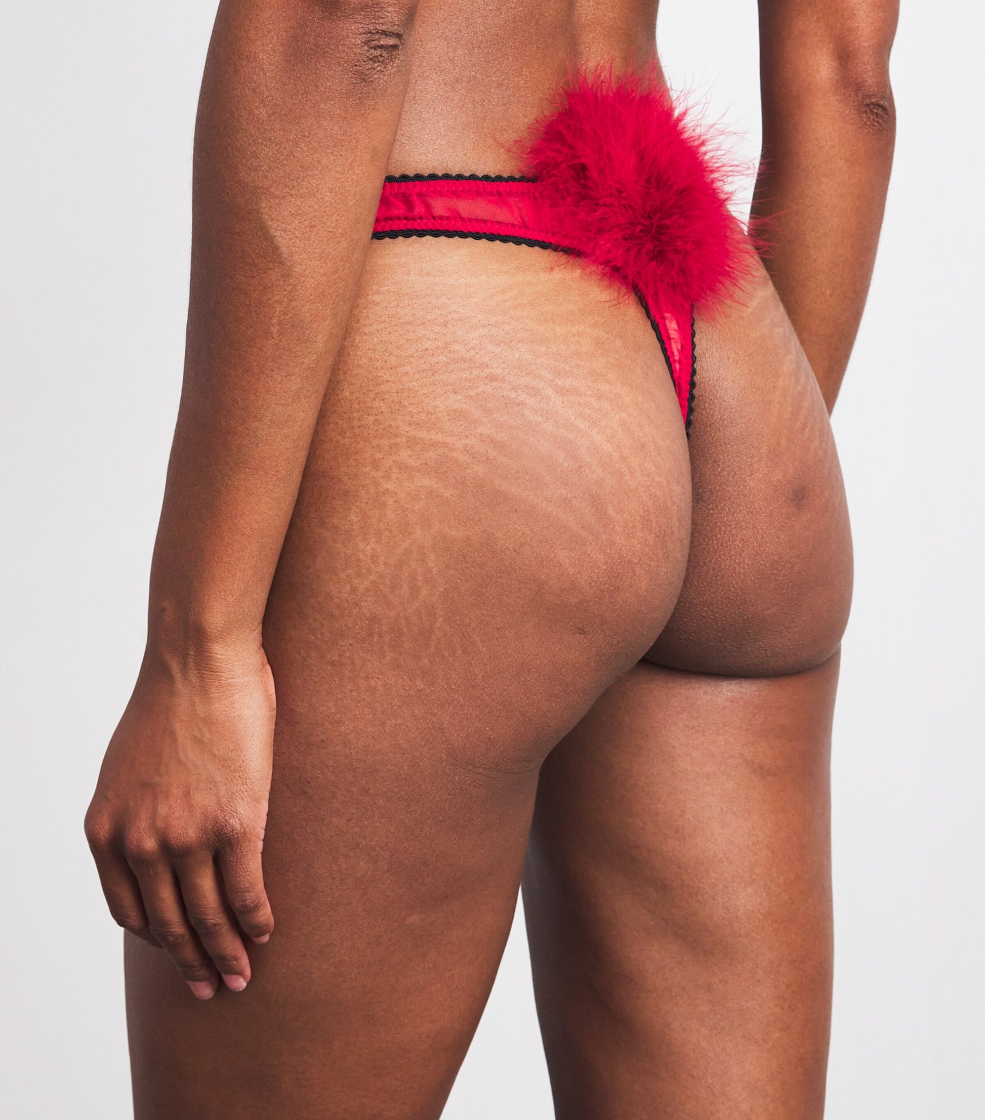 Gilda & Pearl Red Silk Pom-Pom Brief Encounter Thong