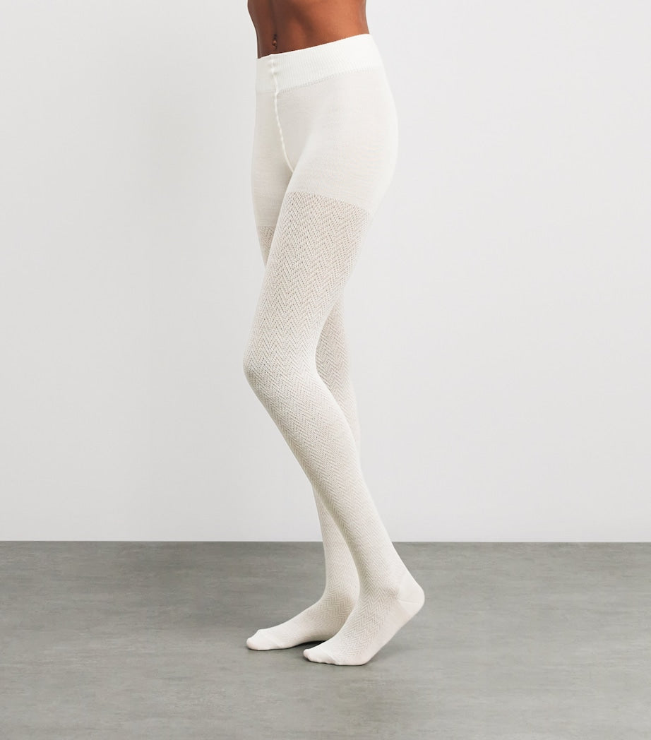 Falke White Wool-Blend Fable Estate Tights
