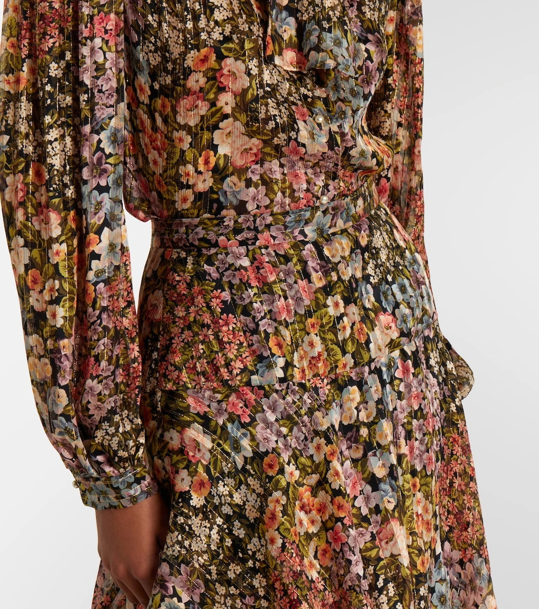 Valentino - Floral plissé tiered silk midi skirt