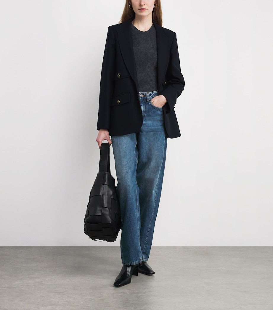 Blue Tapered Puddle Jeans