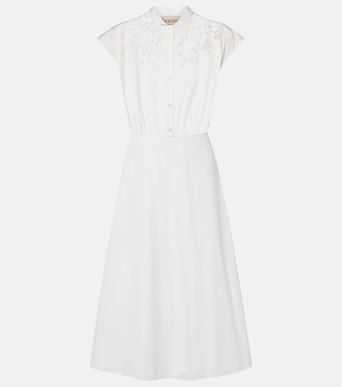 Valentino - Guipure lace-trimmed cotton midi dress