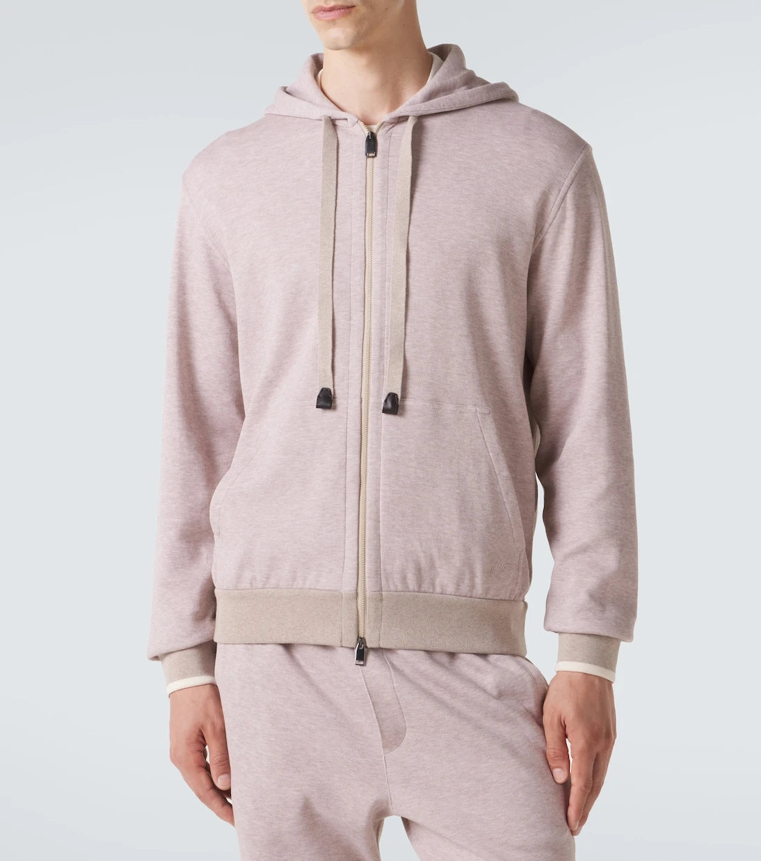 Brioni - Cotton-blend zip-up hoodie