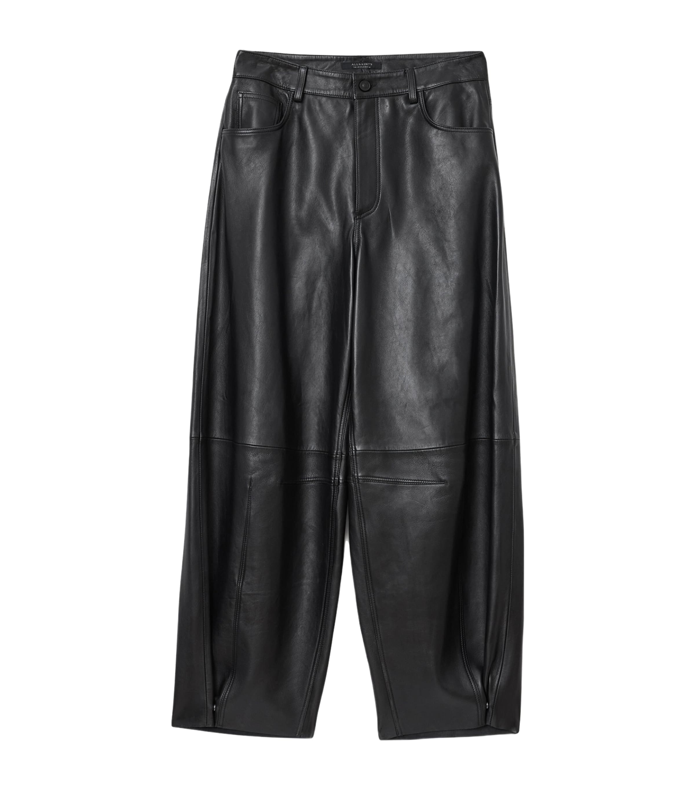 AllSaints Black Leather Jett Lea Trousers