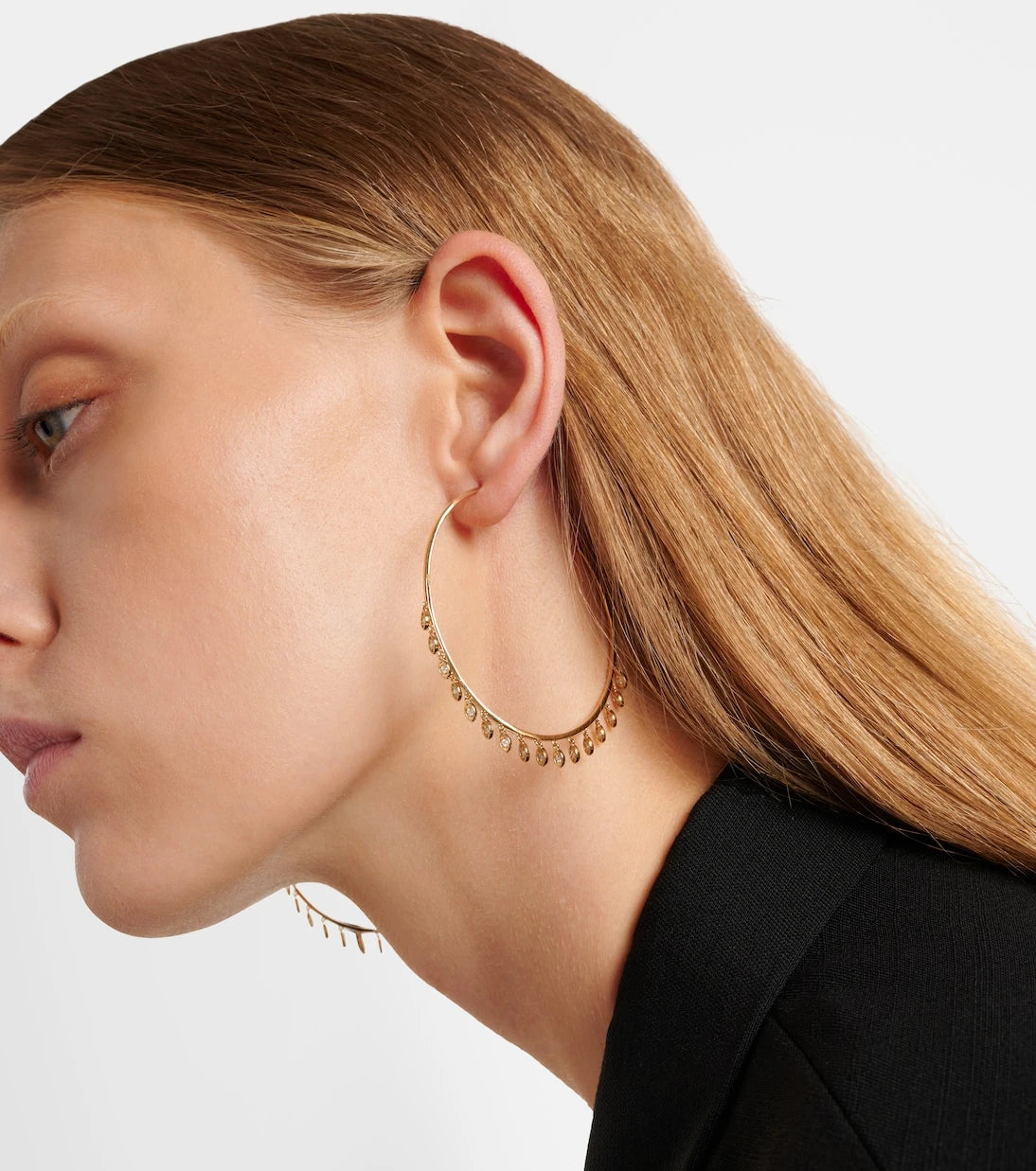 Sydney Evan - 14kt gold hoop earrings with diamonds
