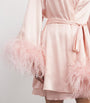 Gilda & Pearl Pink Silk-Ostrich Feather Short Robe
