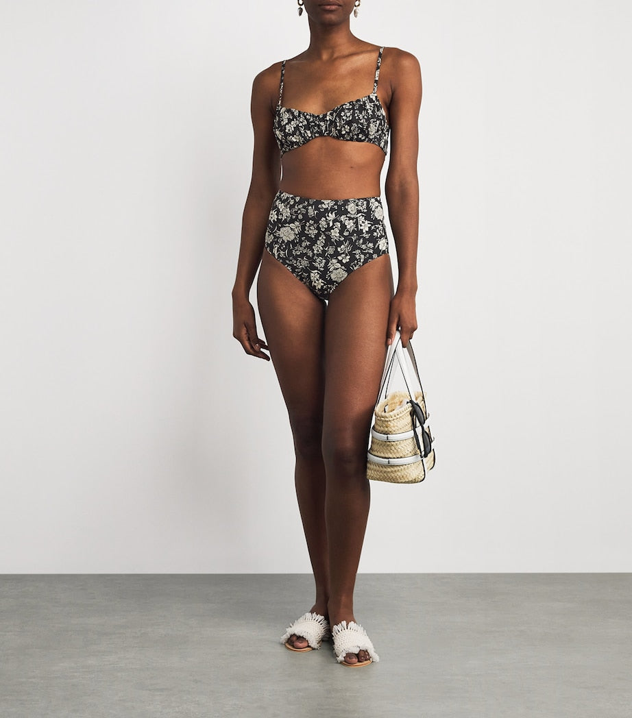 Ulla Johnson Black Floral Zahara Bikini Bottoms