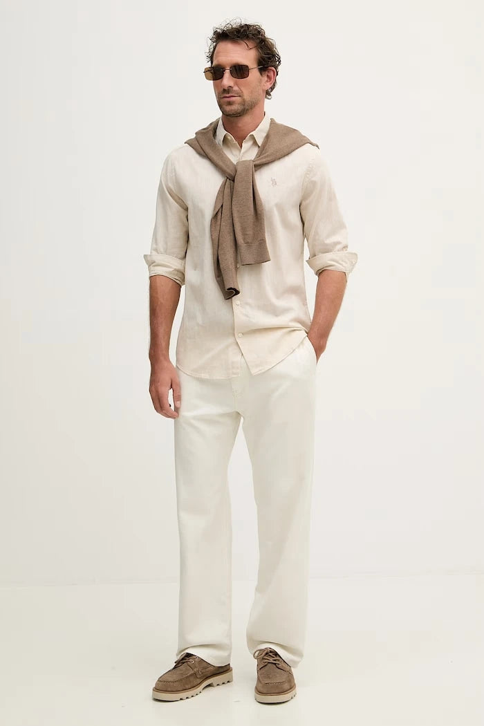 U.S. Polo Assn. Erkek Safari Gömlek LINEN BLEND LS