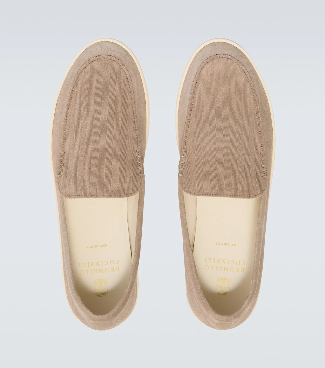 Brunello Cucinelli - Chevron suede slip-on shoes