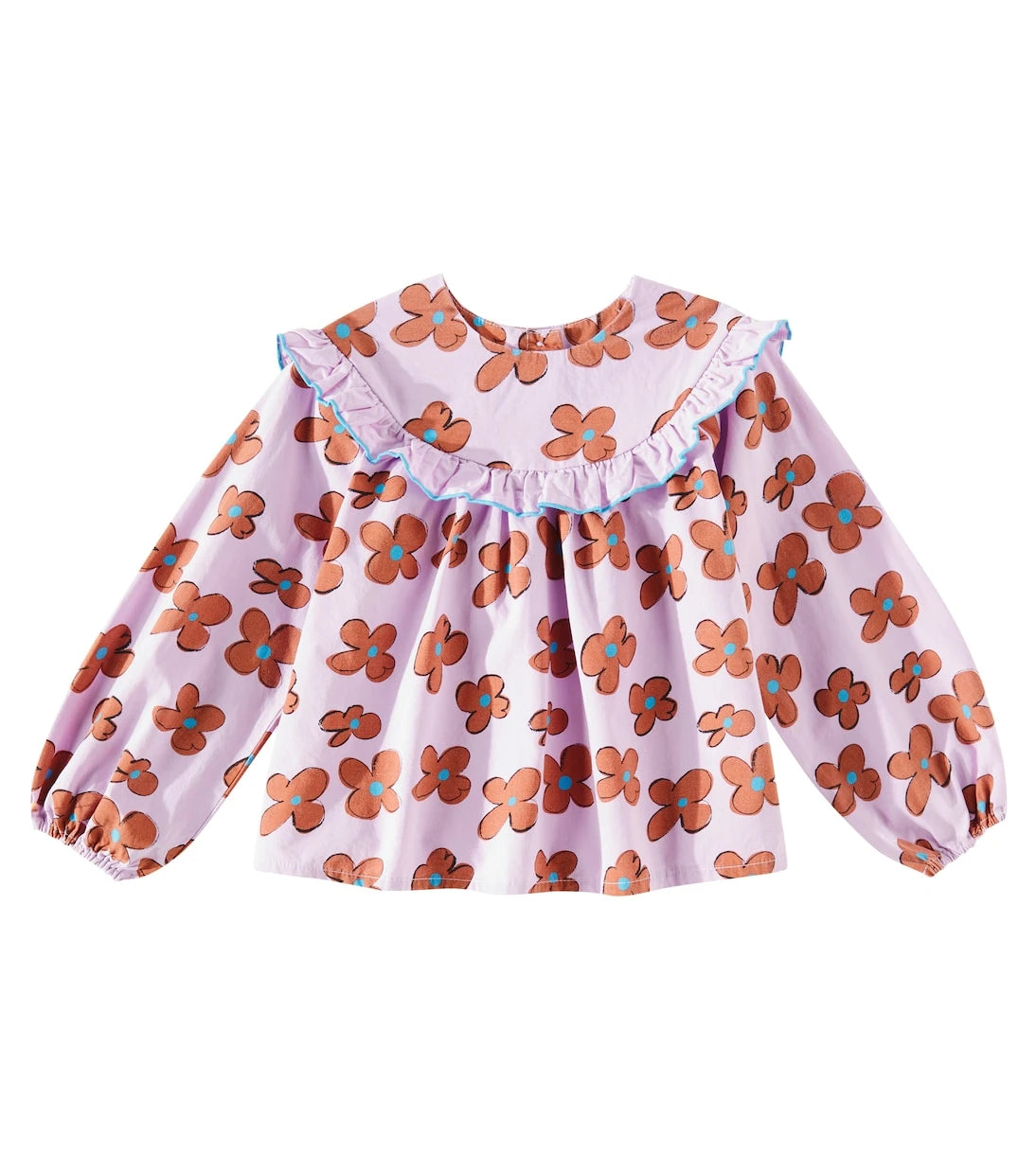 Jellymallow - Flower ruffled cotton blouse