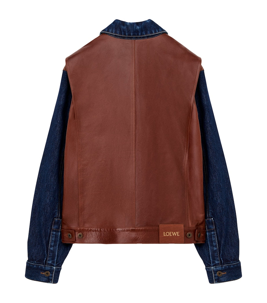 Blue Leather-Denim Hybrid Jacket