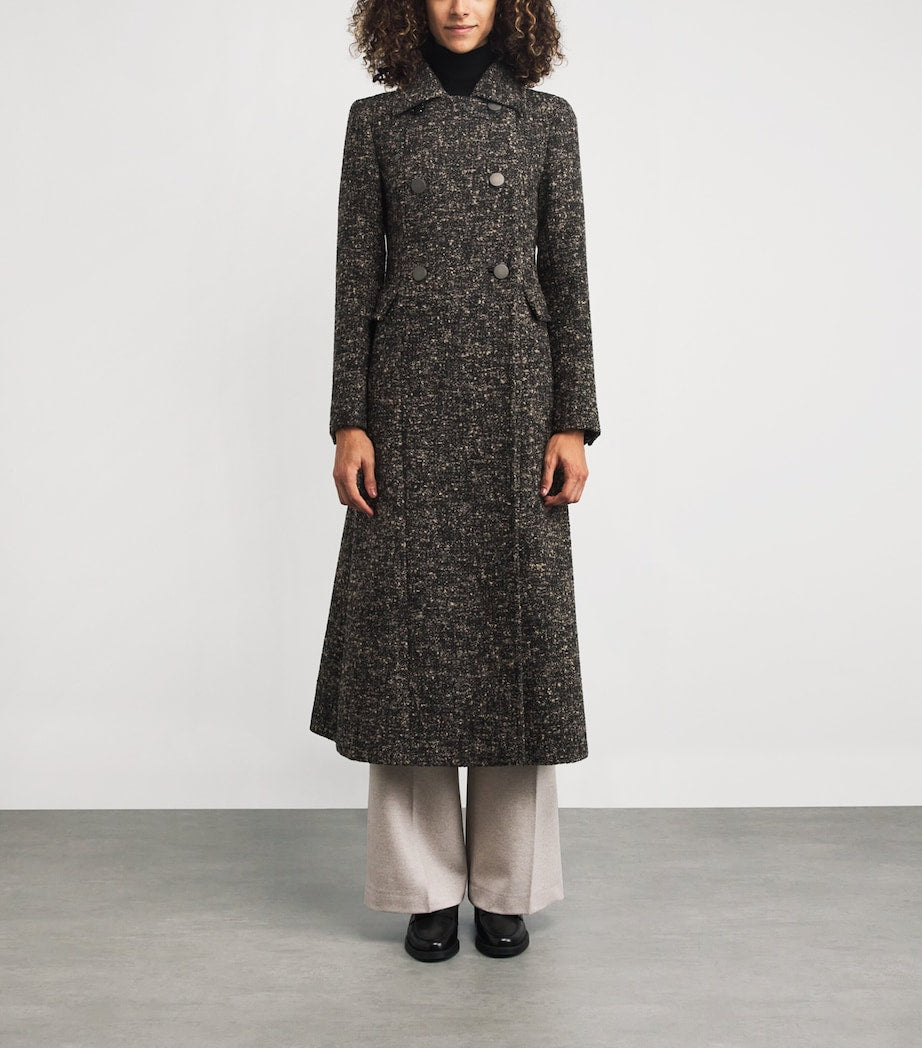 Black Virgin Wool-Blend Double-Breasted Coat