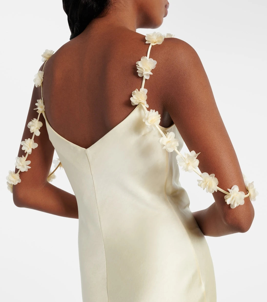 Self-Portrait - Floral-appliqué satin maxi dress