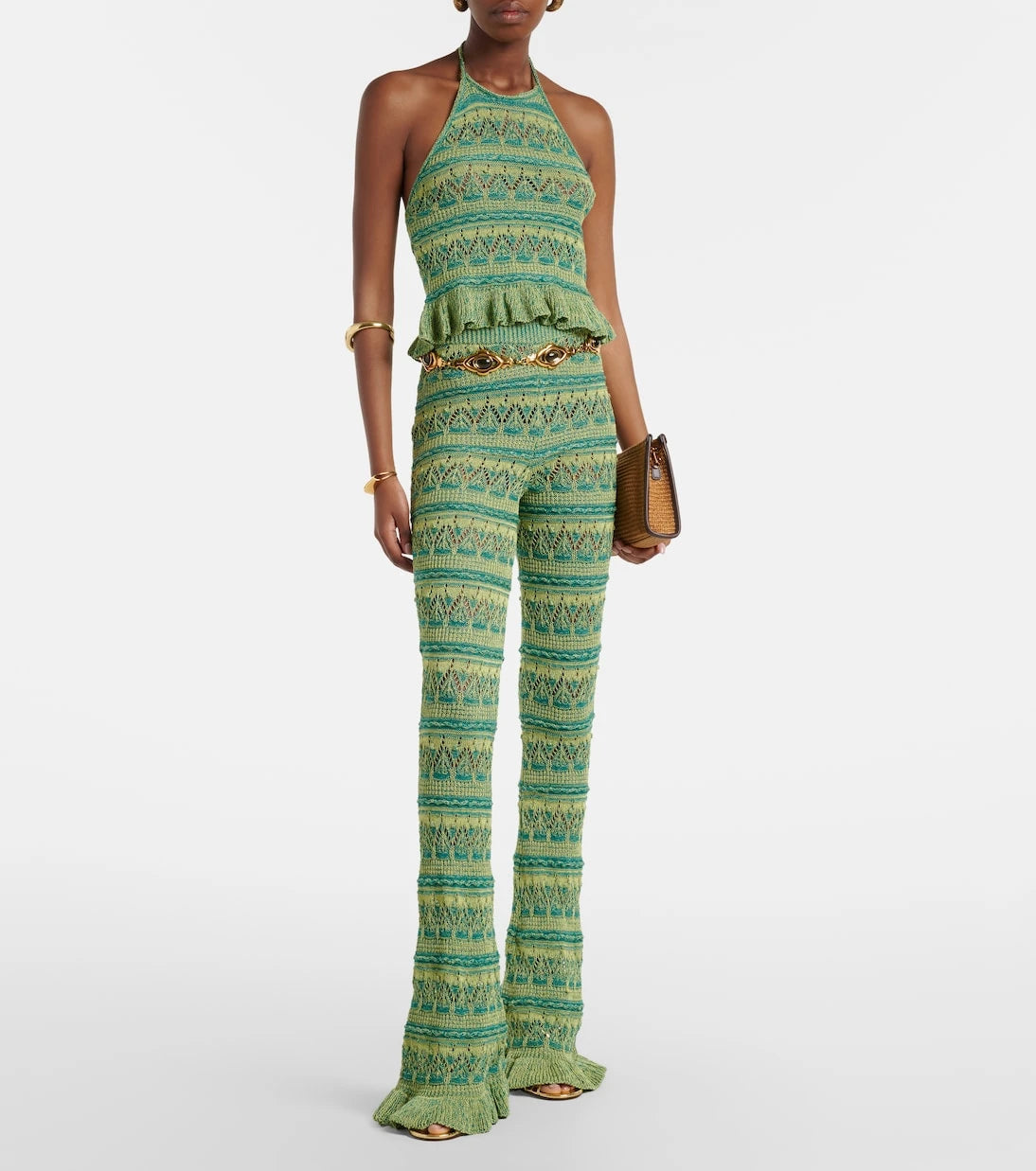 Etro - Crochet cotton flared pants