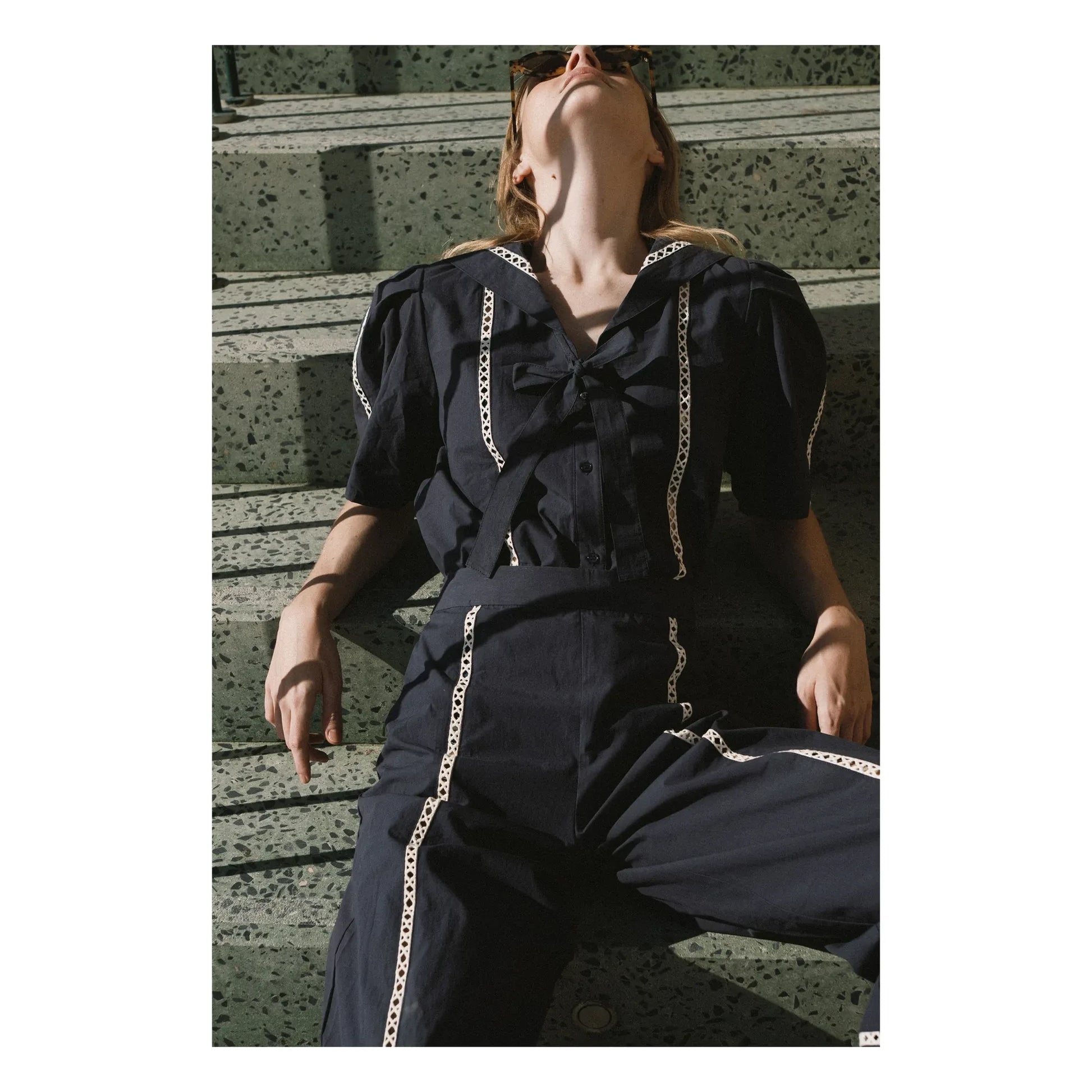 The Tiny Big Sister - Sailor Cotton Blouse | Navy blue