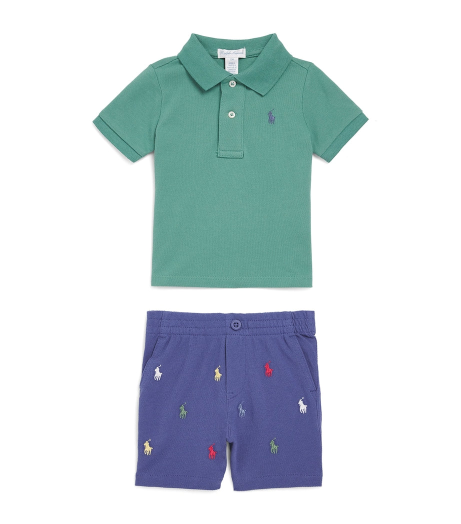 Ralph Lauren Kids Cotton Polo Shirt and Shorts Set (3-12 Months)