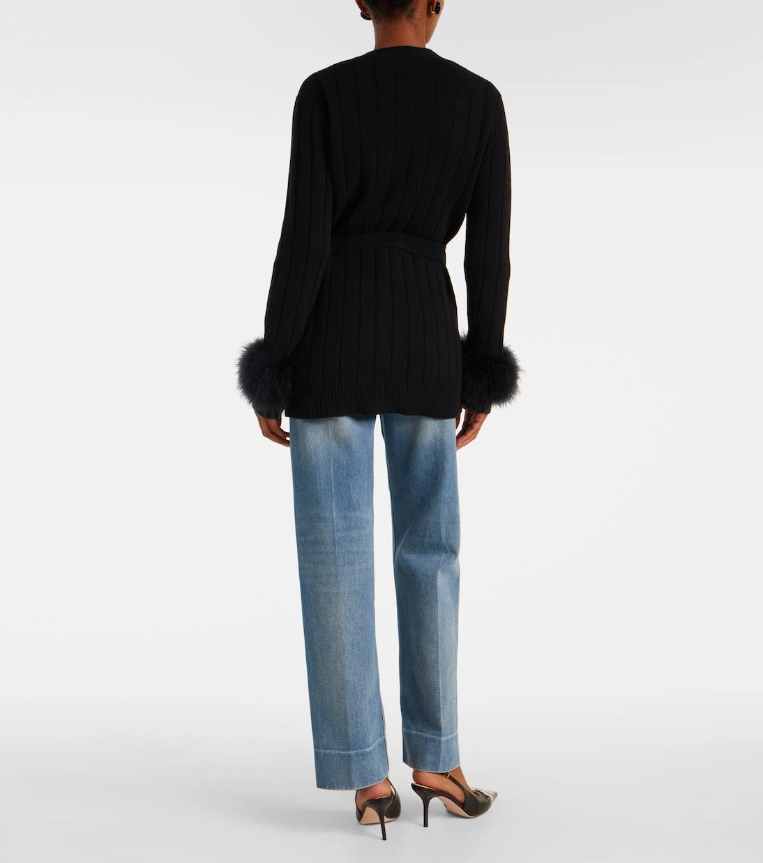 Valentino - Feather-trimmed virgin wool cardigan