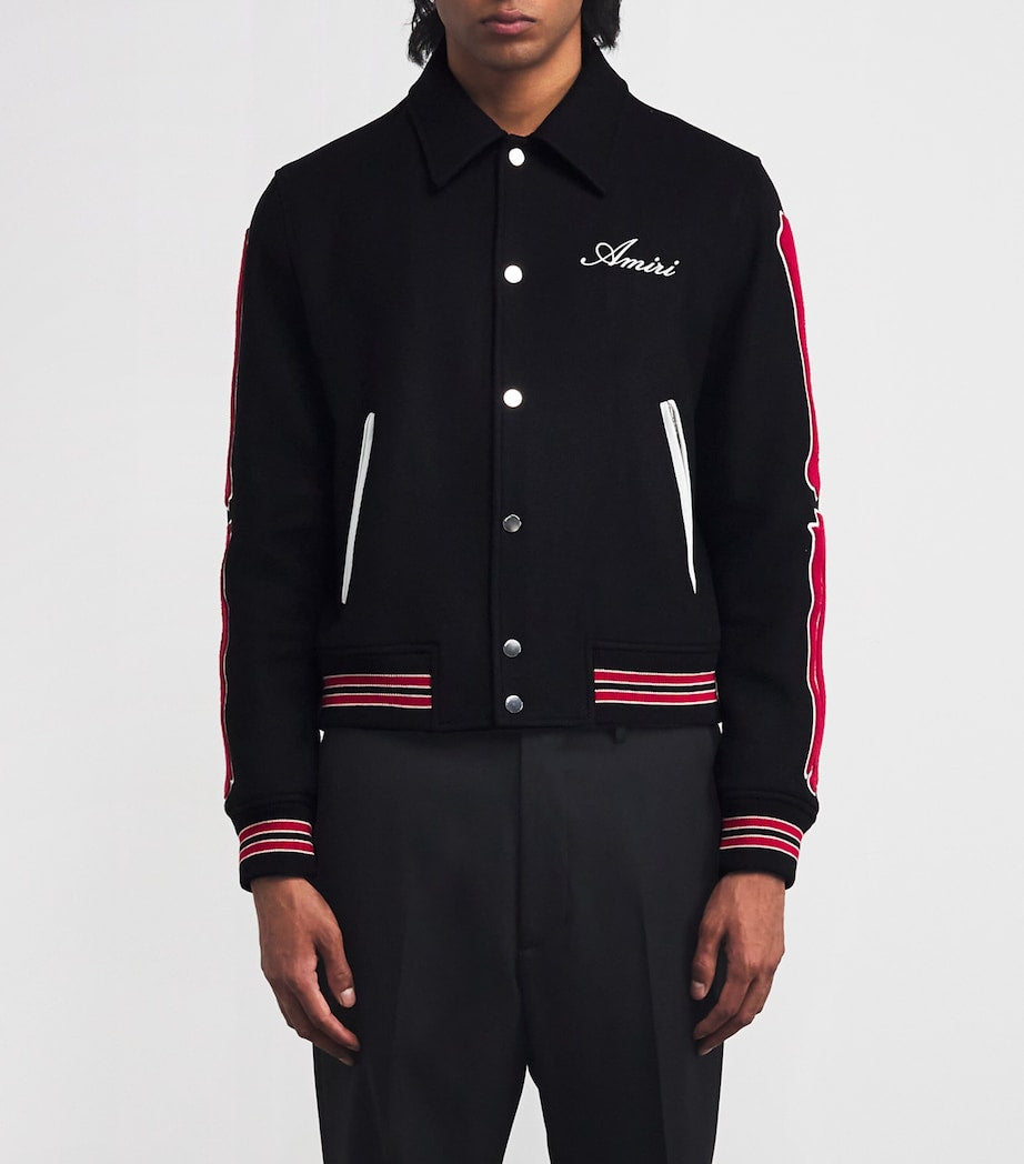 AMIRI Black Wool-Blend Bones Varsity Jacket