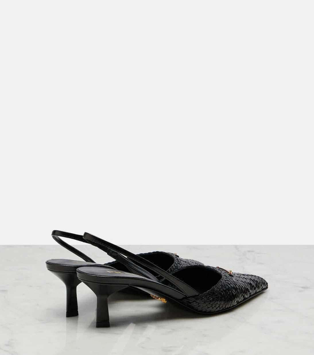 Prada - Woven leather slingback pumps