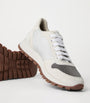 Brunello Cucinelli White Suede Technical Running Sneakers