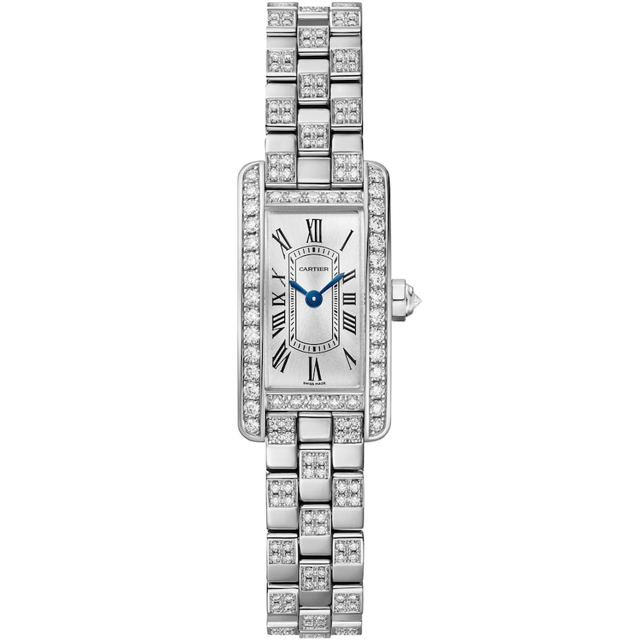 Mini White Gold and Diamond Tank Américaine Watch 15.2mm