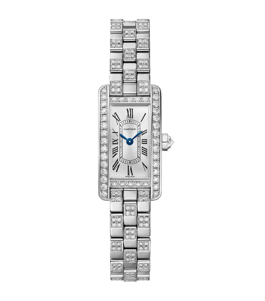 Mini White Gold and Diamond Tank Américaine Watch 15.2mm