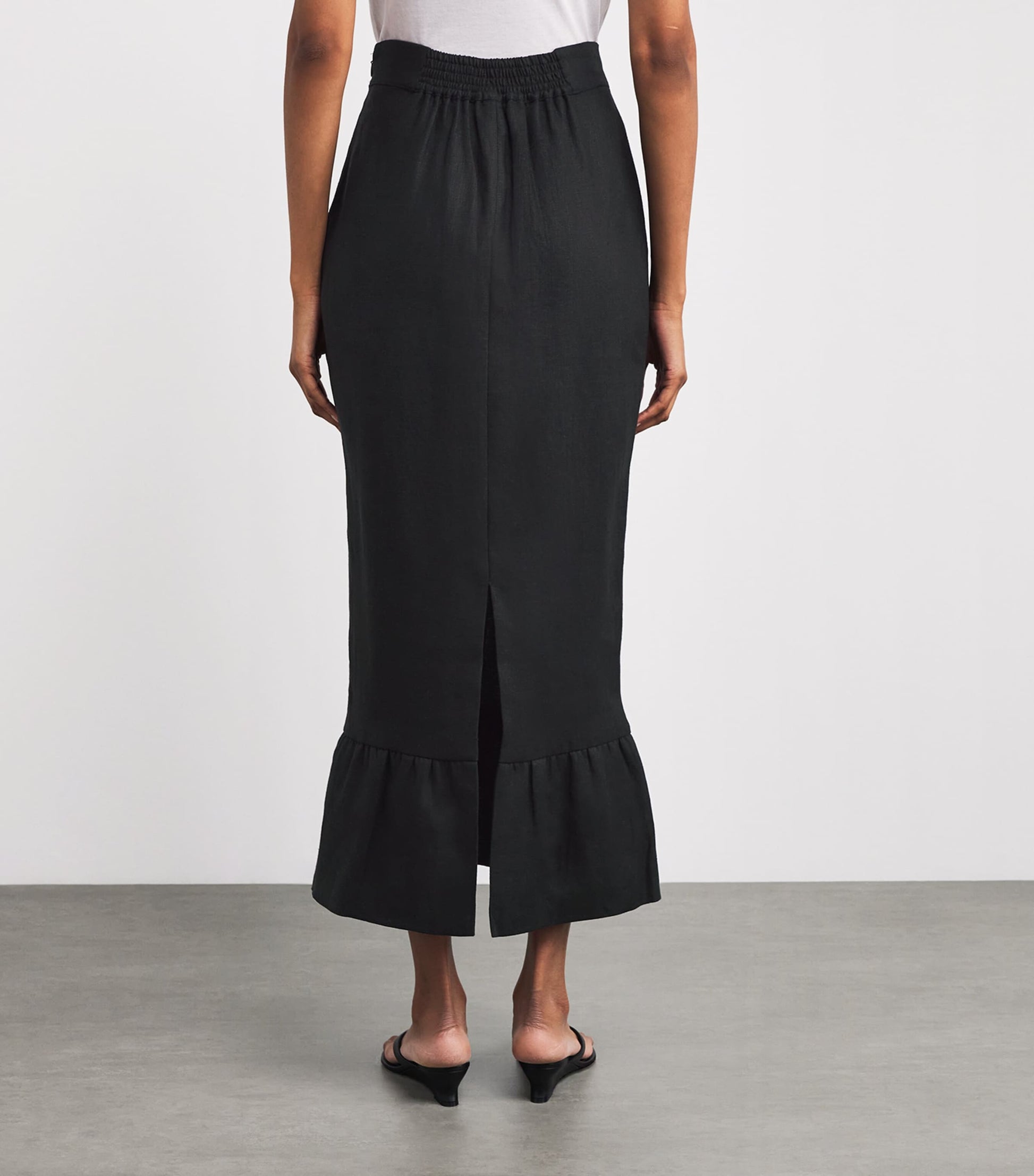 Posse Black Linen Matilda Midi Skirt