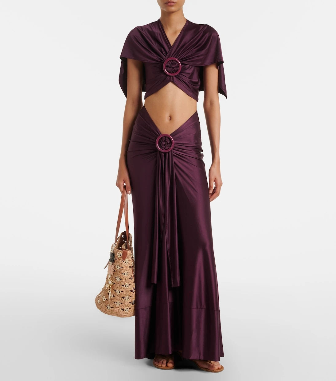 Rabanne - Small embellished raffia tote bag