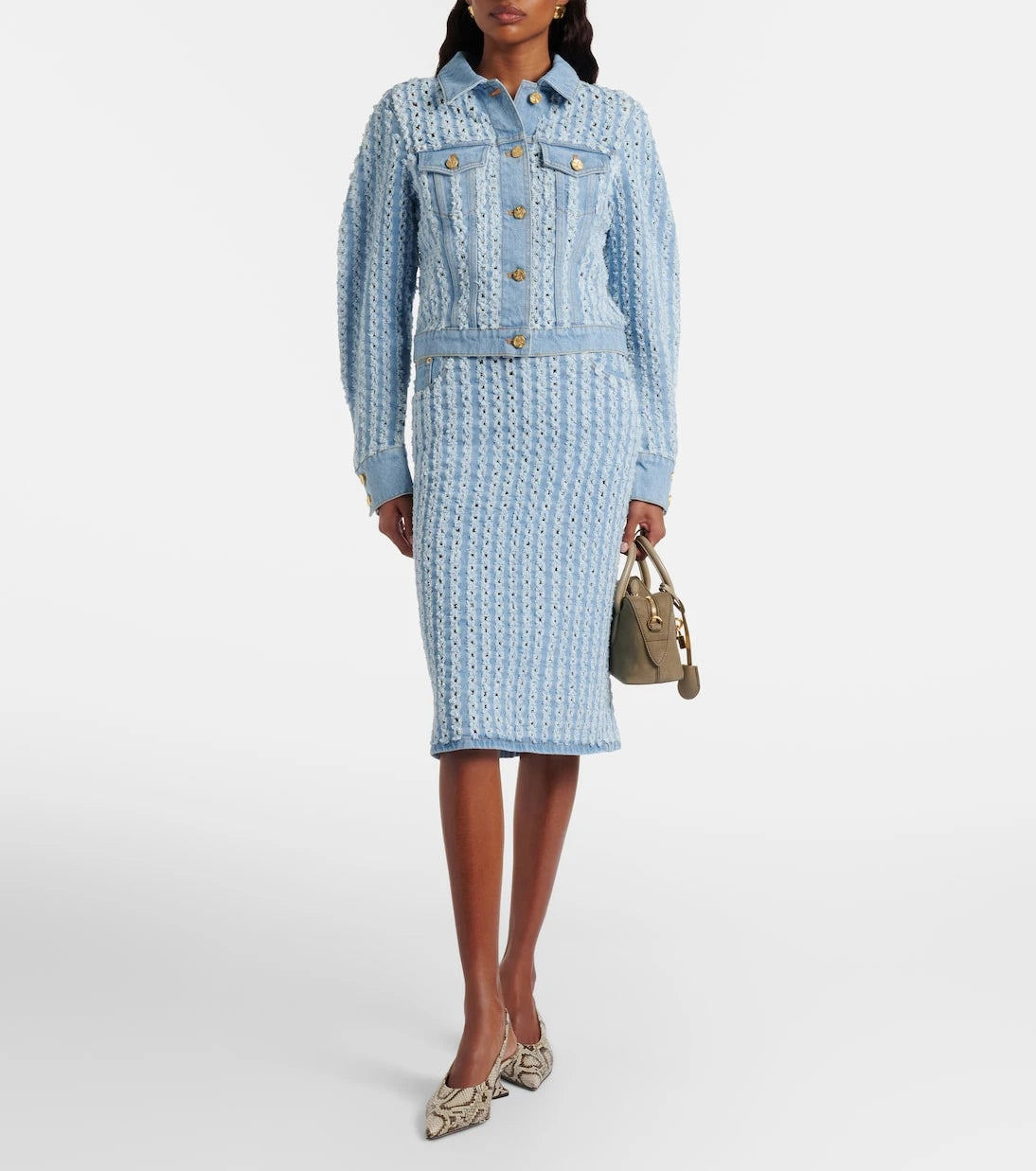 Nina Ricci - جاكيت جينز مخطط