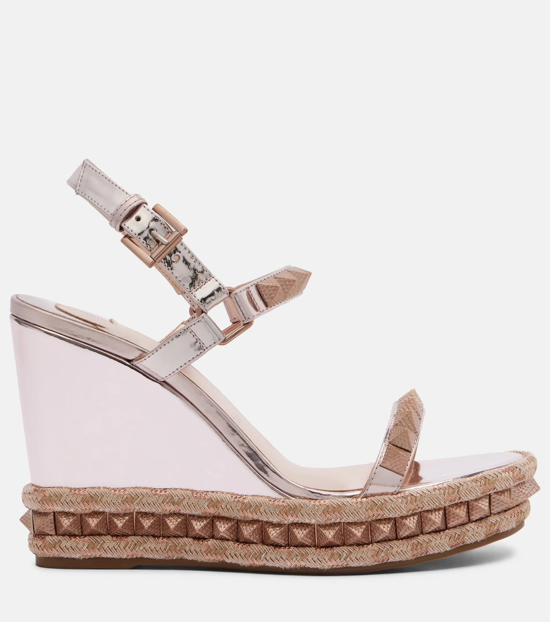 Christian Louboutin - Pyra Clou 100 leather espadrille wedges