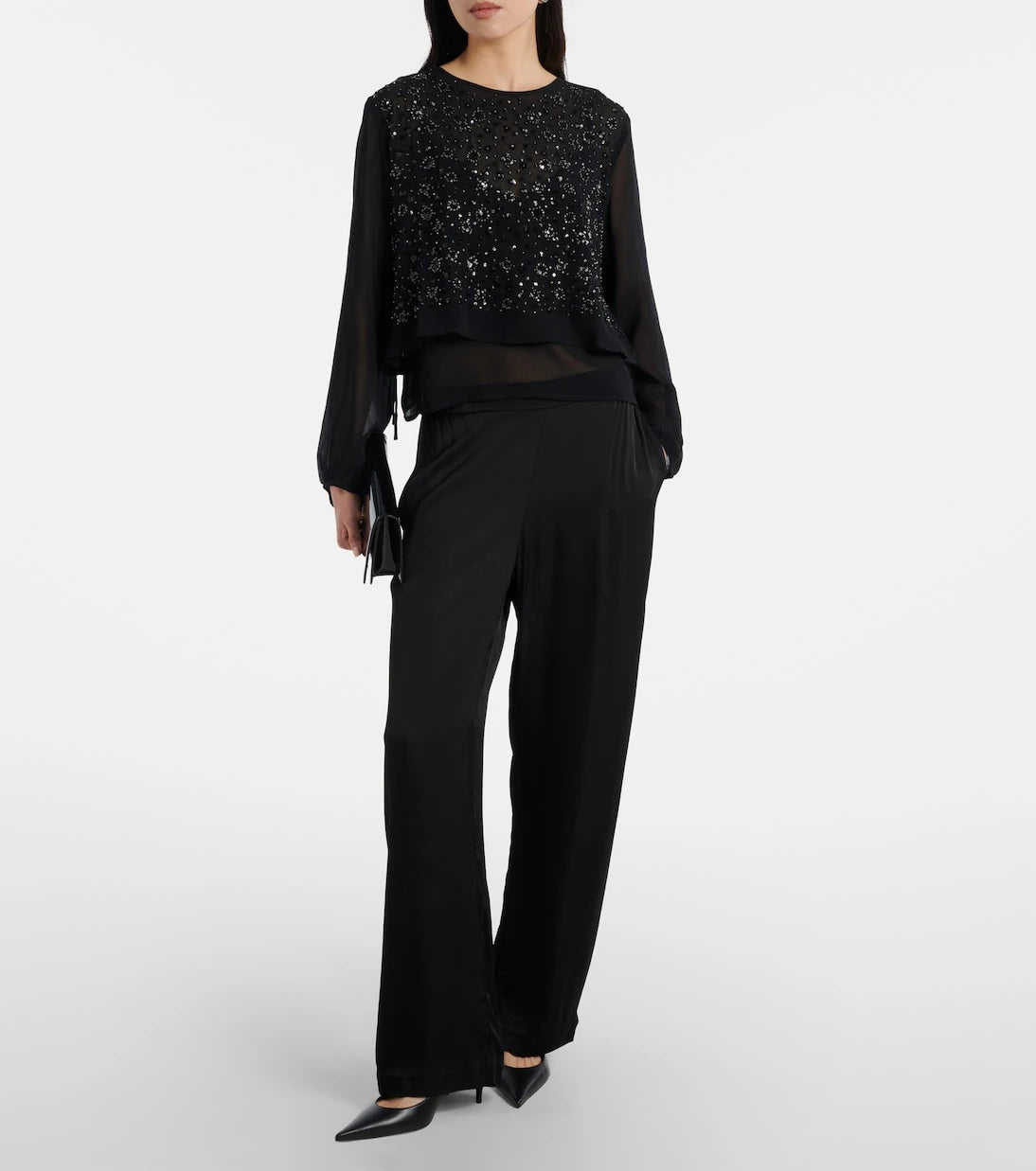 Velvet - Marlowe sequinned sheer top