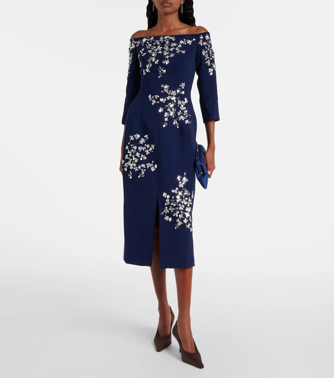 Carolina Herrera - Embellished off-shoulder midi dress