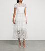 Self-Portrait White Tulle Embellished Tiered Midi Dress