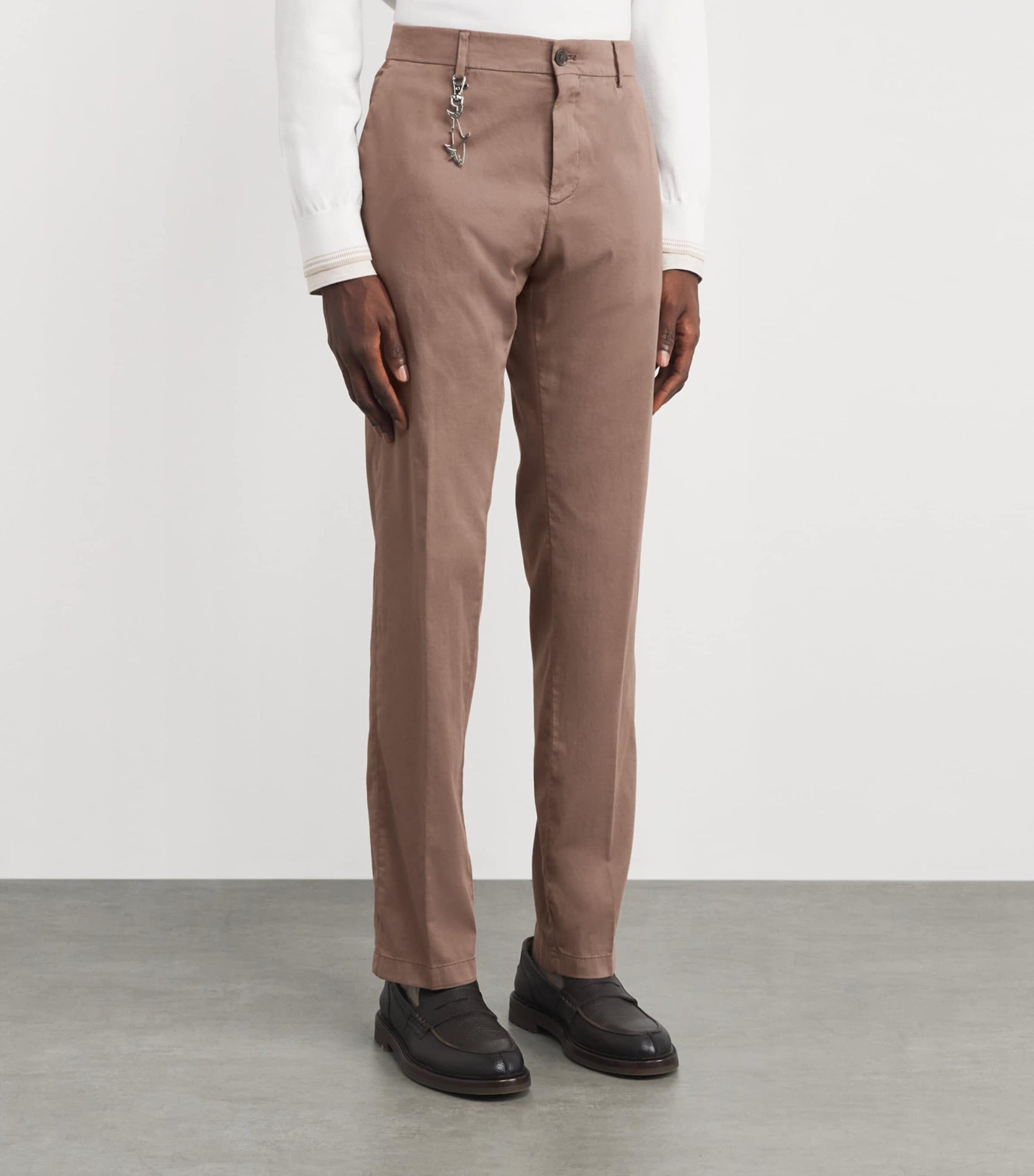 Cotton-Silk-Blend Straight Chinos