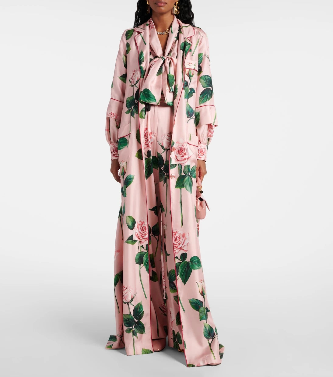 Dolce&Gabbana - Floral belted silk satin maxi dress