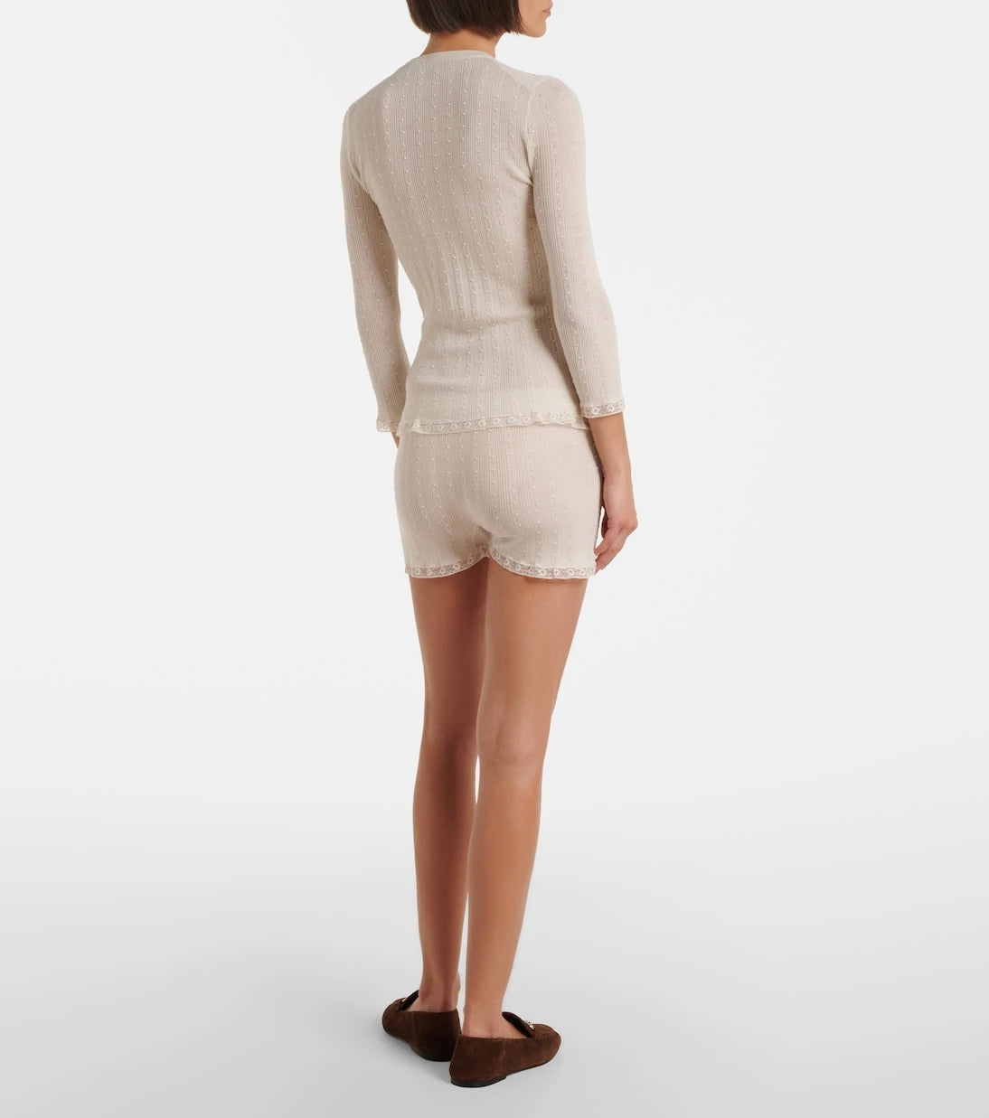 Gucci - Lace-trimmed wool micro shorts