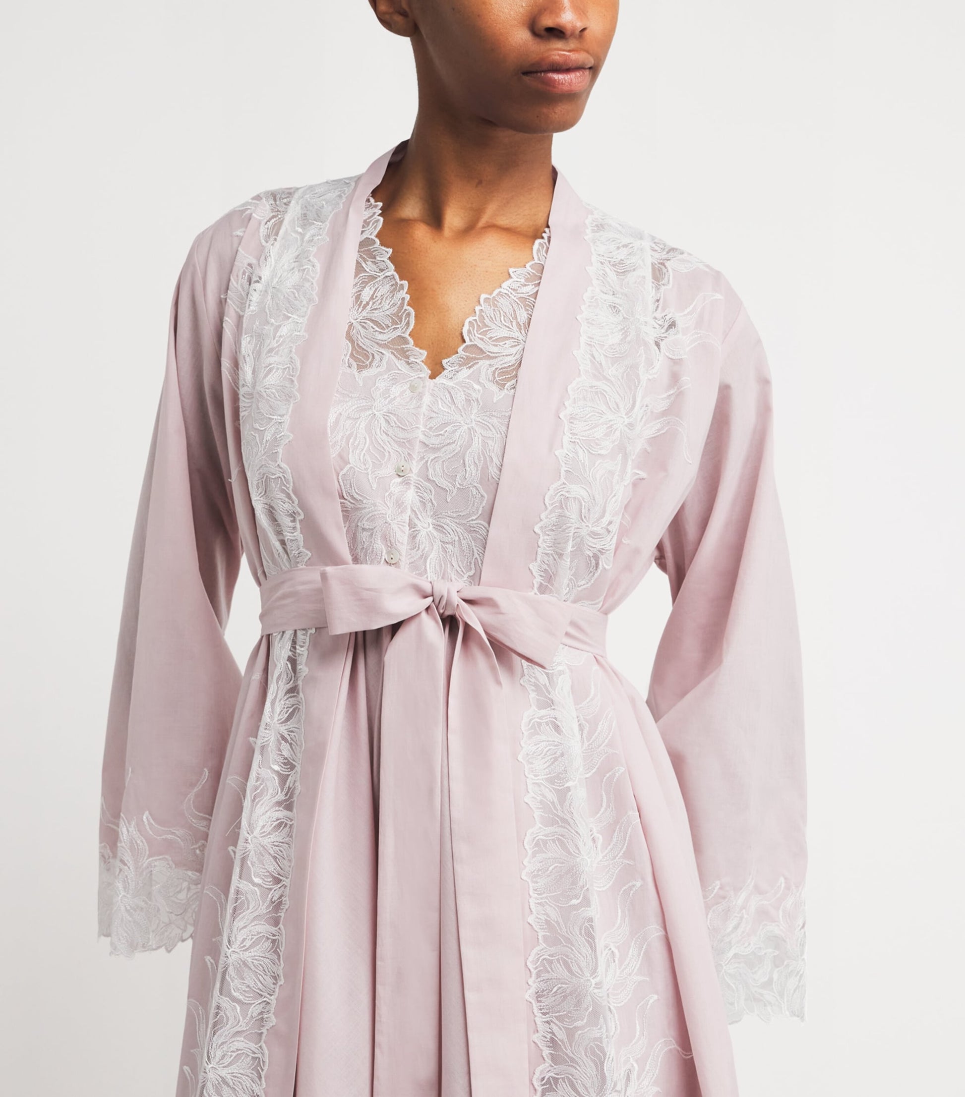 Bocan Cotton Lace-Trim Lilane Robe (XS/S)
