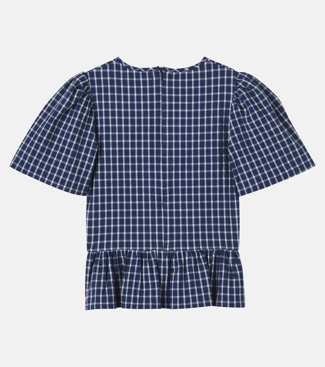 The New Society - Jasmine gingham cotton seersucker top