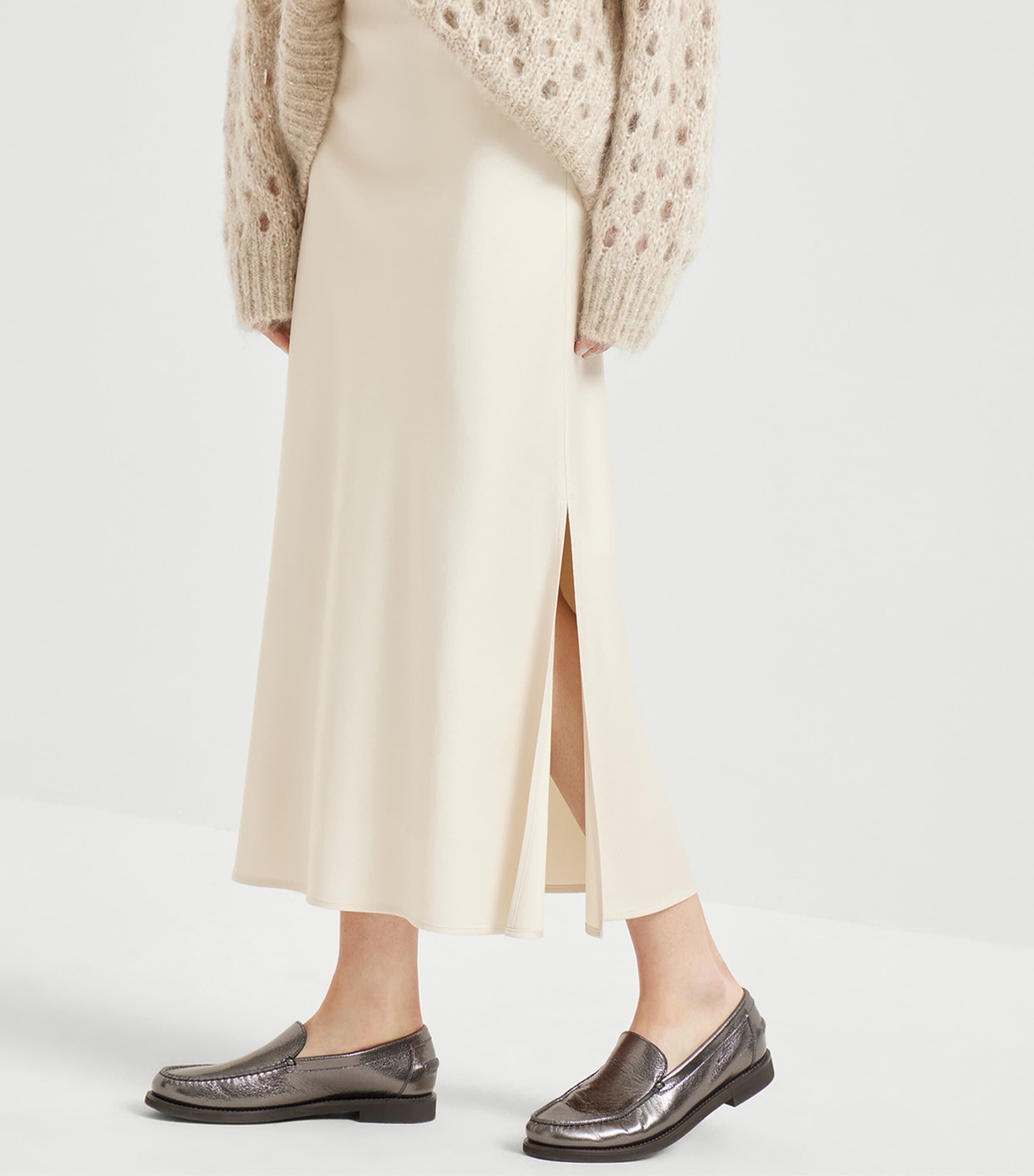 Brunello Cucinelli Yellow Satin Pencil Skirt