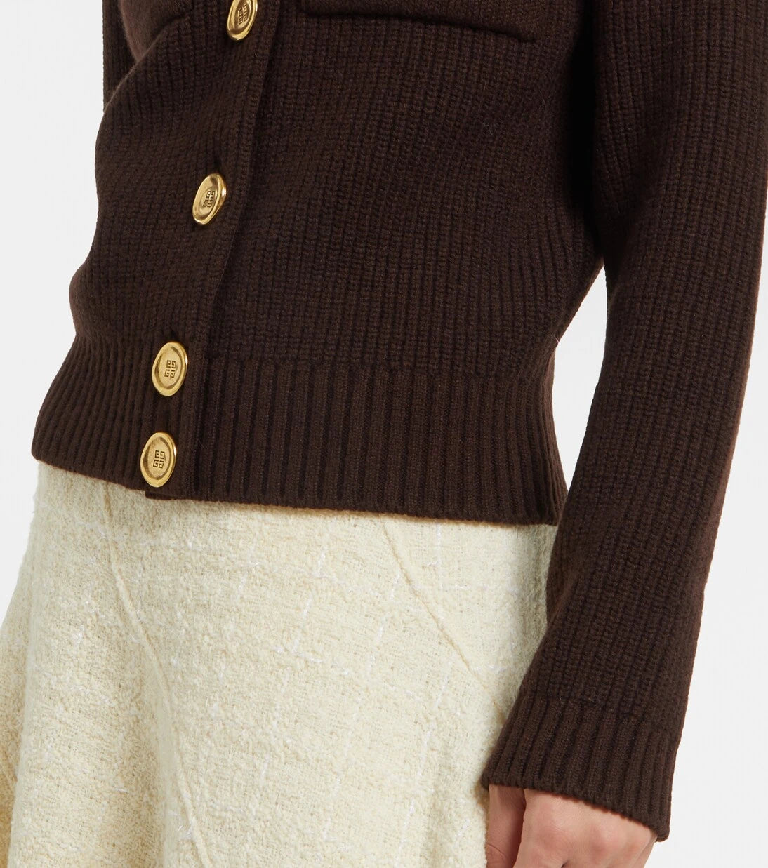 Givenchy - Shearling-trimmed wool and cashmere-blend cardigan