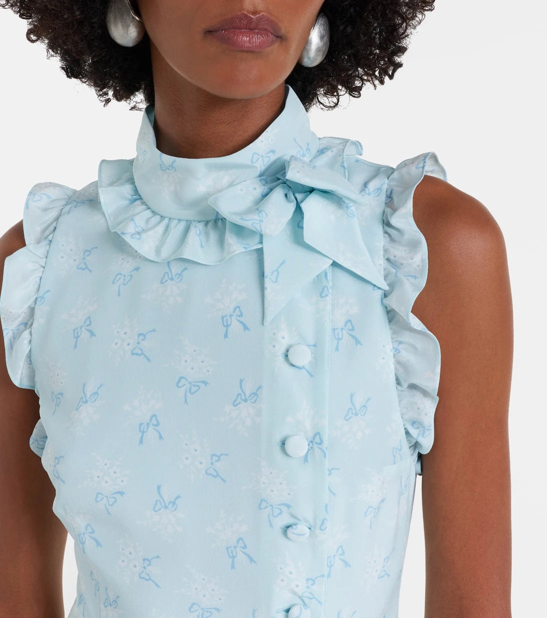 Alessandra Rich - Ruffled bow-detail silk maxi dress