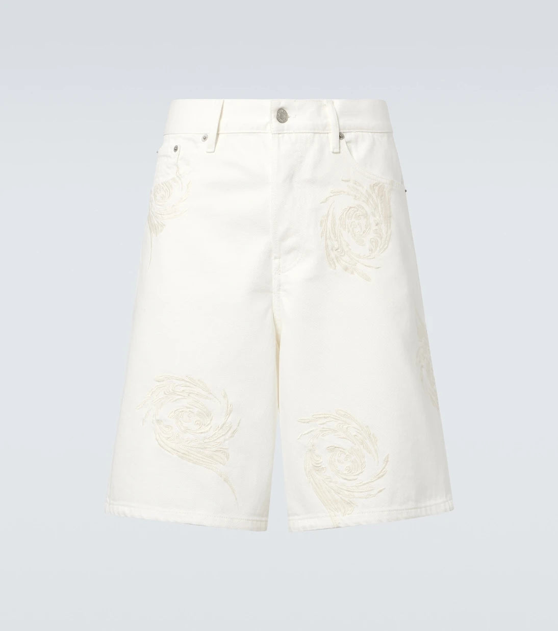 Dries Van Noten - Embroidered denim Bermuda shorts