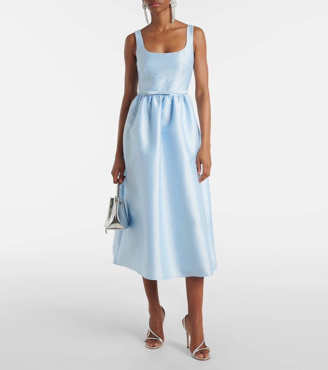 Self-Portrait - Belted satin midi dress