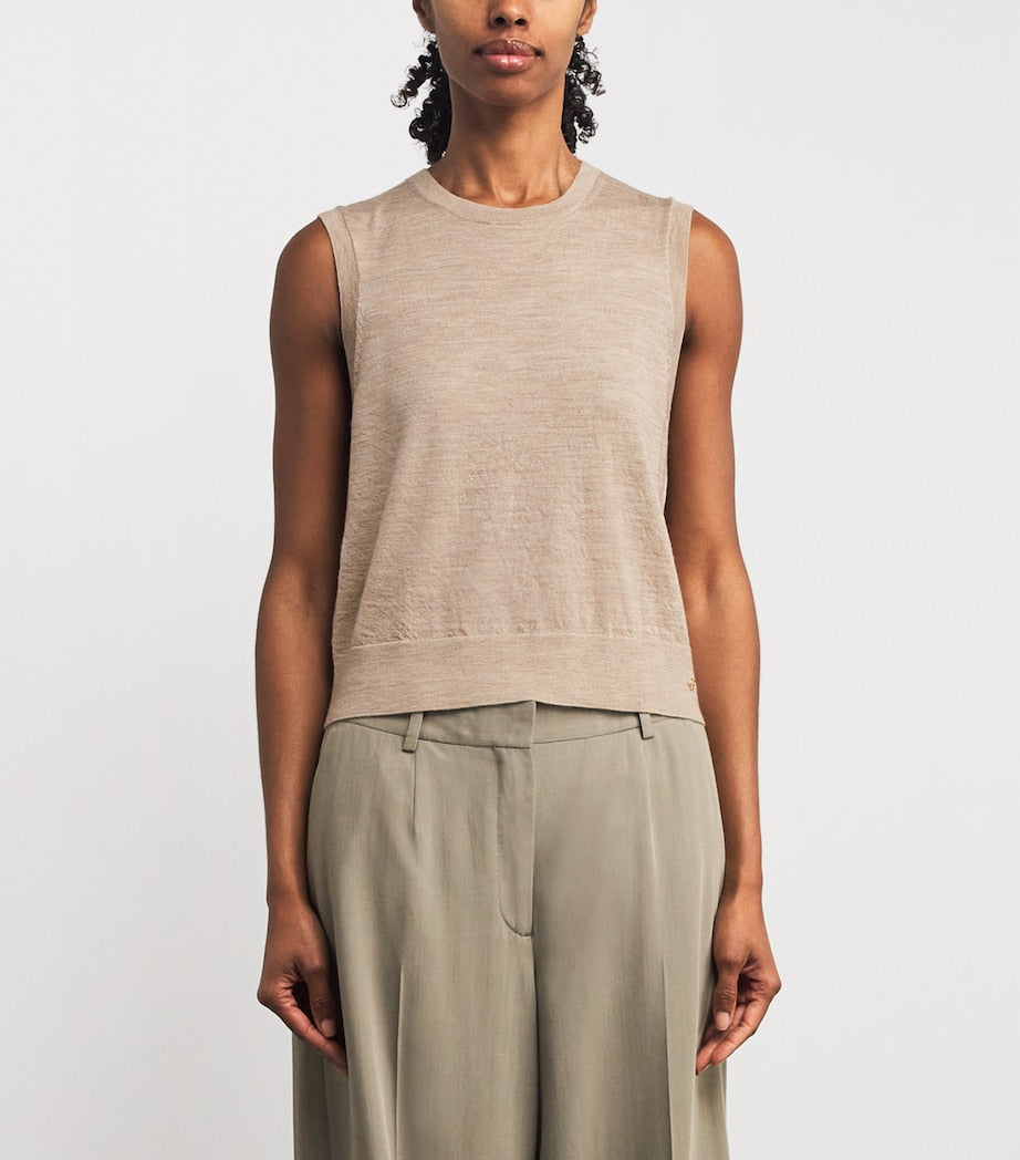 Beige Wool-Cashmere Sweater Vest