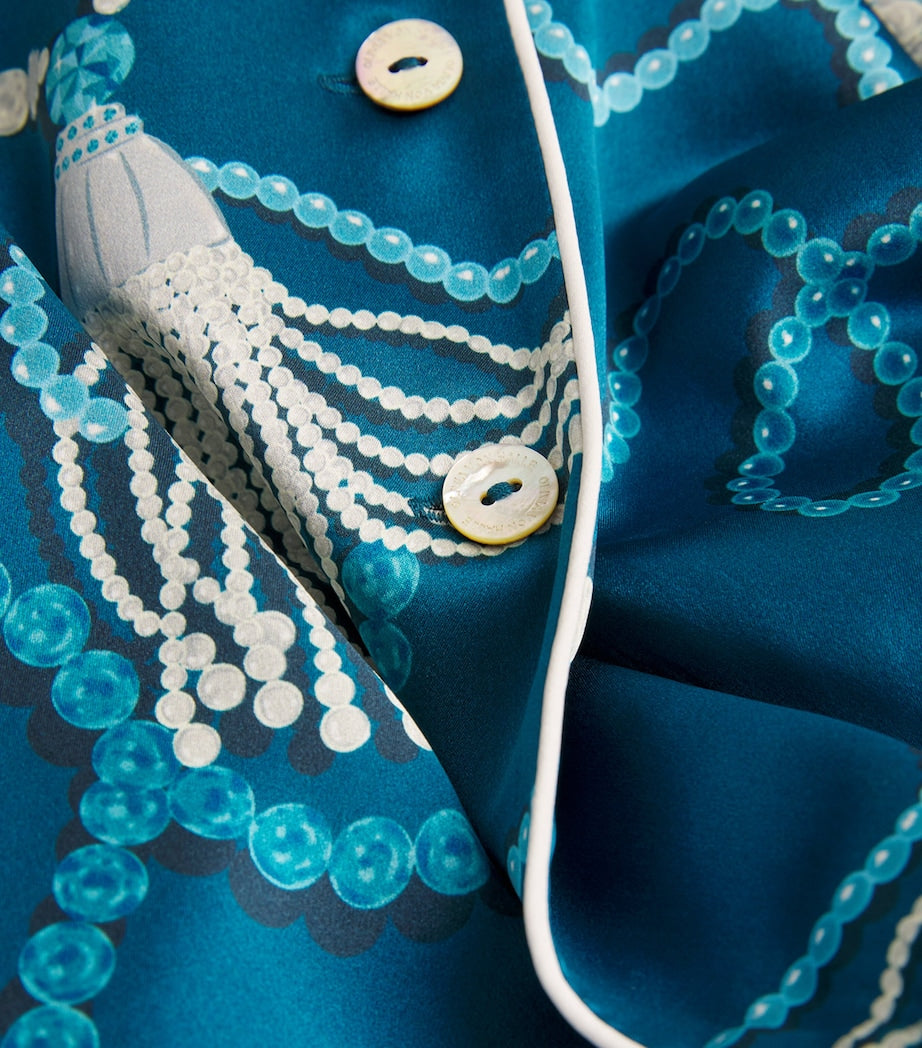 Silk Floral Lila Periwinkle Pyjama Set