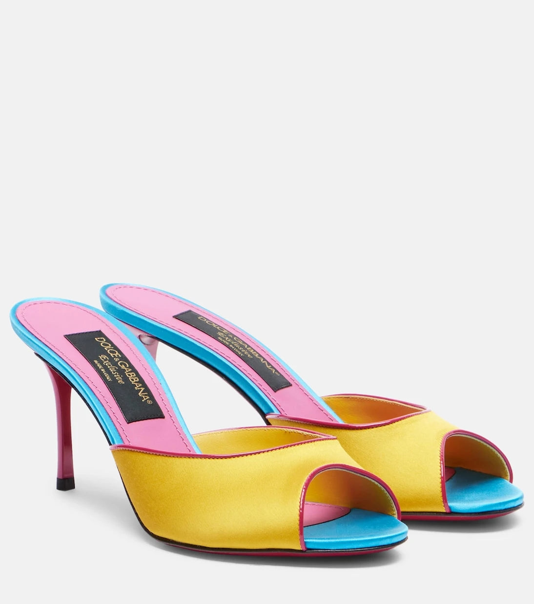 Dolce&Gabbana - Keira leather-trimmed satin mules