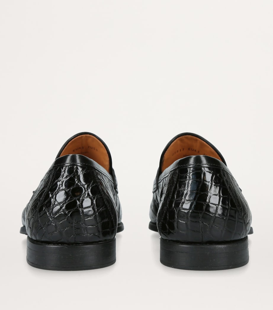 Crocodile Leather Penny Loafers