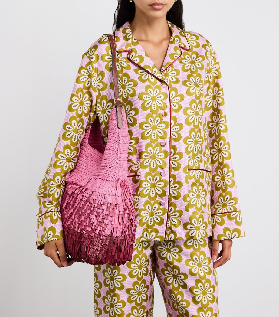 Pink Straw Shag Tote Bag