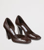 Brown Farren 85 Leather Croc-Embossed Pumps