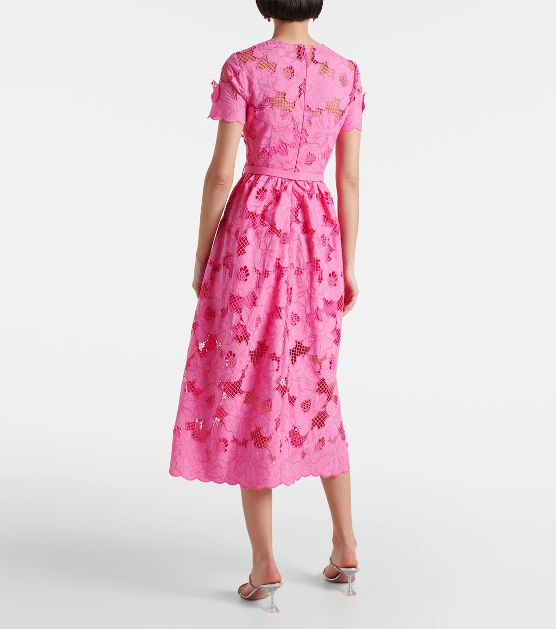 Self-Portrait - Cotton-blend lace midi dress