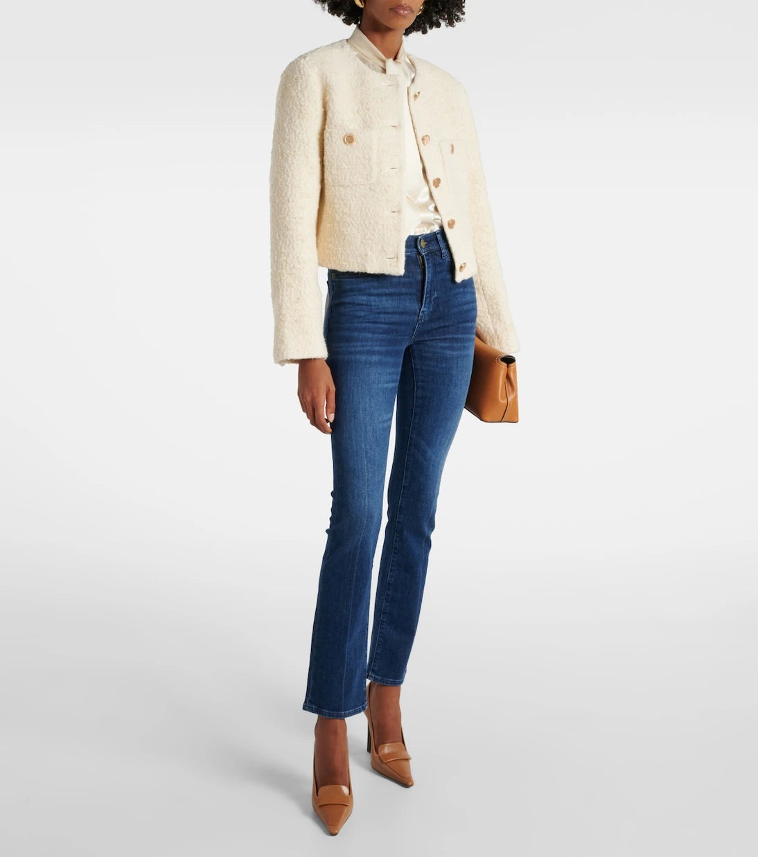 Frame - Cropped cotton and wool jacket